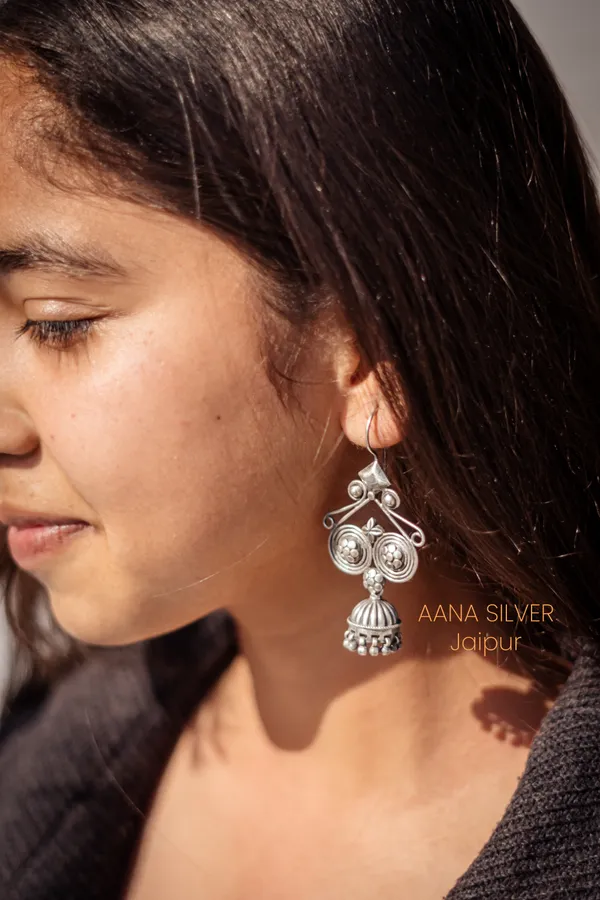 925_Pure_Sterling_Silver_|_Aabharan_Flower_Jhumka_Earrings_|_Well_Stamped_&_Hallmarked