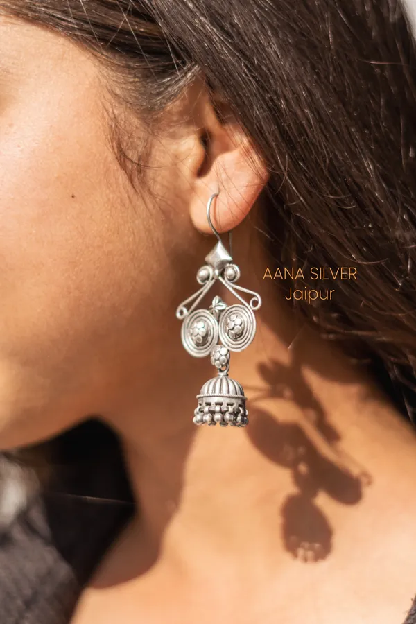 925_Pure_Sterling_Silver_|_Aabharan_Flower_Jhumka_Earrings_|_Well_Stamped_&_Hallmarked