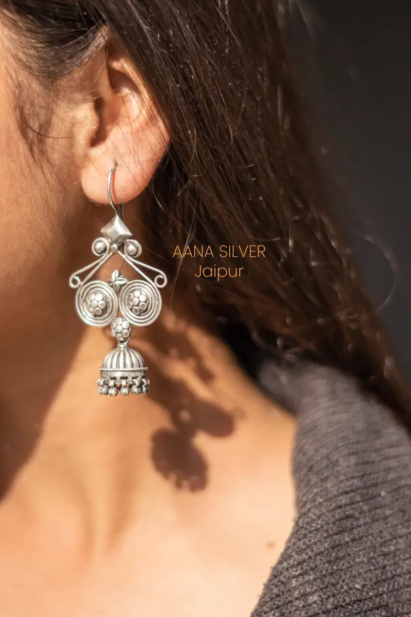 925_Pure_Sterling_Silver_|_Aabharan_Flower_Jhumka_Earrings_|_Well_Stamped_&_Hallmarked