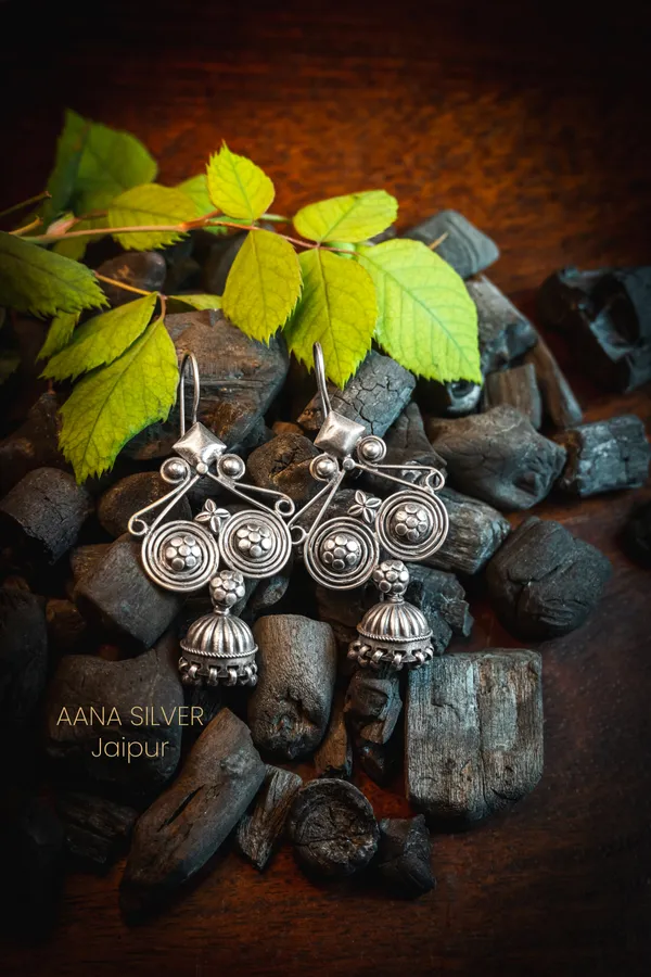 925_Pure_Sterling_Silver_|_Aabharan_Flower_Jhumka_Earrings_|_Well_Stamped_&_Hallmarked