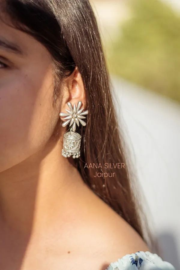 925_Pure_Sterling_Silver_|_Aabharan_Flower_Petals_Earrings_|_Well_Stamped_&_Hallmarked