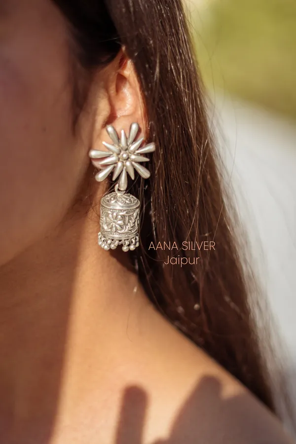 925_Pure_Sterling_Silver_|_Aabharan_Flower_Petals_Earrings_|_Well_Stamped_&_Hallmarked