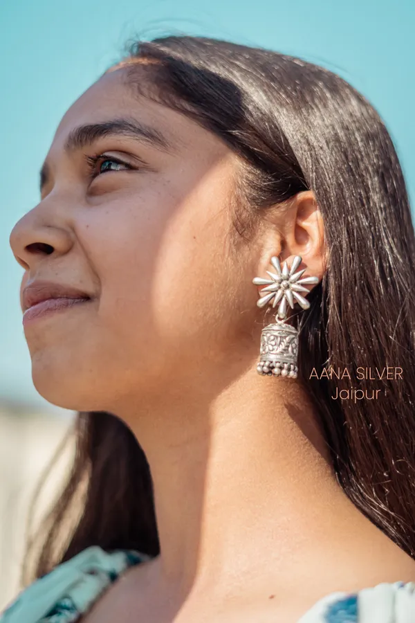 925_Pure_Sterling_Silver_|_Aabharan_Flower_Petals_Earrings_|_Well_Stamped_&_Hallmarked