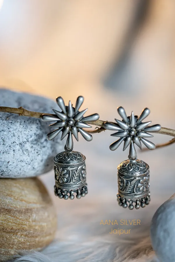 925_Pure_Sterling_Silver_|_Aabharan_Flower_Petals_Earrings_|_Well_Stamped_&_Hallmarked