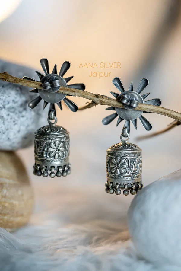 925_Pure_Sterling_Silver_|_Aabharan_Flower_Petals_Earrings_|_Well_Stamped_&_Hallmarked