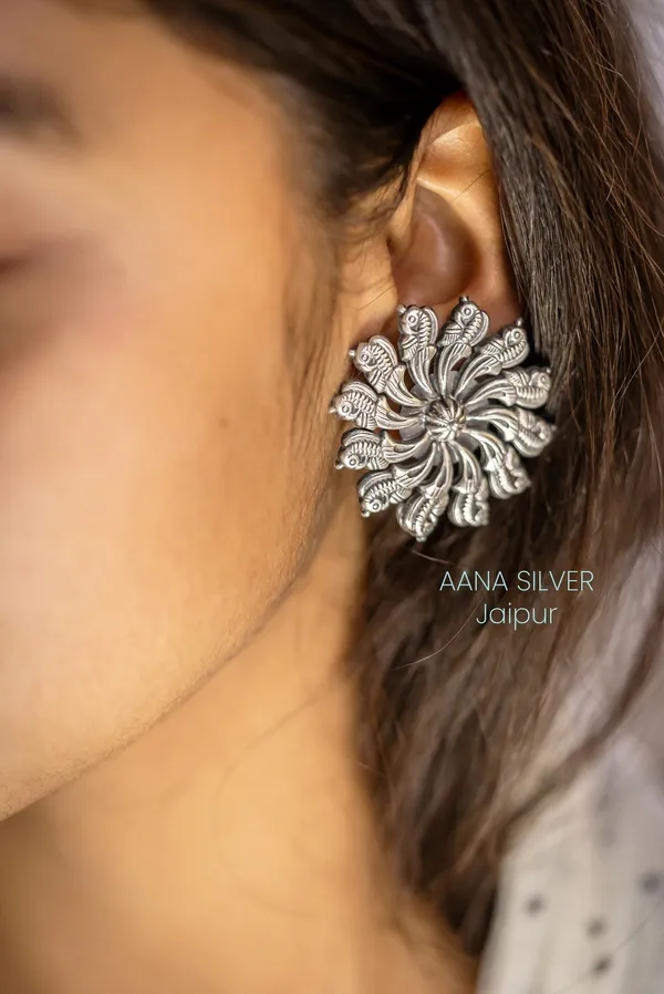 925_Pure_Sterling_Silver_|_Aabharan_Everyday_Peacock_Earrings_|_Well_Stamped_&_Hallmarked