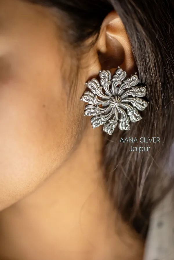 925_Pure_Sterling_Silver_|_Aabharan_Everyday_Peacock_Earrings_|_Well_Stamped_&_Hallmarked