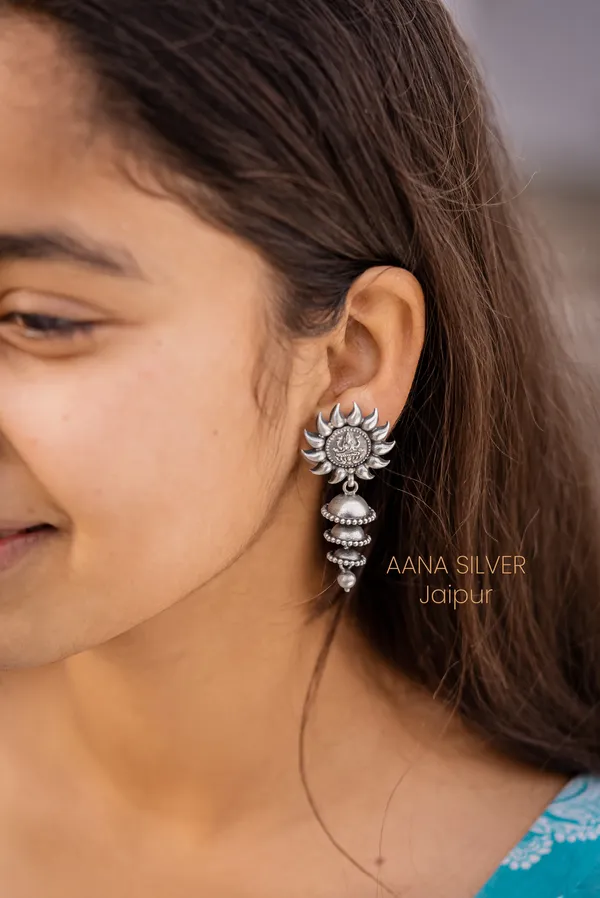 925_Pure_Sterling_Silver_|_Aabharan_Laxmi_Lotus_Earrings_|_Well_Stamped_&_Hallmarked