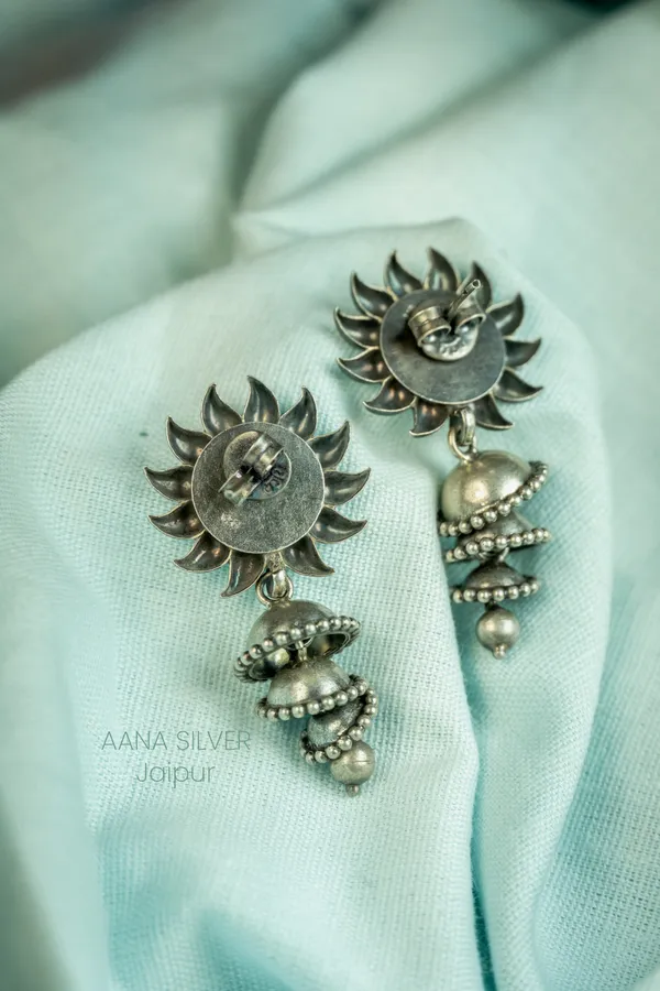 925_Pure_Sterling_Silver_|_Aabharan_Laxmi_Lotus_Earrings_|_Well_Stamped_&_Hallmarked