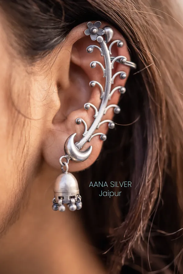 925_Pure_Sterling_Silver_|_Aabharan_Crescent_Moon_Jhumka_Earrings_|_Well_Stamped_&_Hallmarked