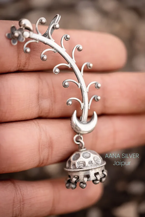 925_Pure_Sterling_Silver_|_Aabharan_Crescent_Moon_Jhumka_Earrings_|_Well_Stamped_&_Hallmarked