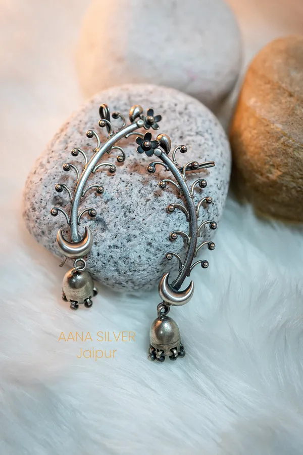 925_Pure_Sterling_Silver_|_Aabharan_Crescent_Moon_Jhumka_Earrings_|_Well_Stamped_&_Hallmarked