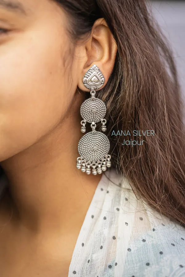 925_Pure_Sterling_Silver_|_Aabharan_Leaf_Jhumri_Textured_Earrings_|_Well_Stamped_&_Hallmarked