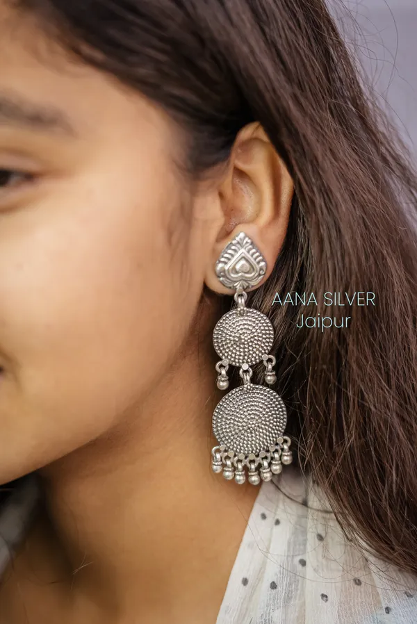 925_Pure_Sterling_Silver_|_Aabharan_Leaf_Jhumri_Textured_Earrings_|_Well_Stamped_&_Hallmarked