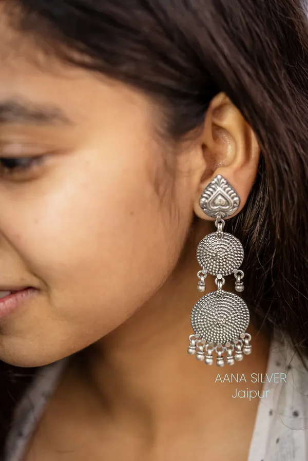 925_Pure_Sterling_Silver_|_Aabharan_Leaf_Jhumri_Textured_Earrings_|_Well_Stamped_&_Hallmarked