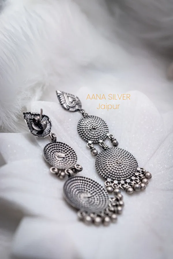 925_Pure_Sterling_Silver_|_Aabharan_Leaf_Jhumri_Textured_Earrings_|_Well_Stamped_&_Hallmarked