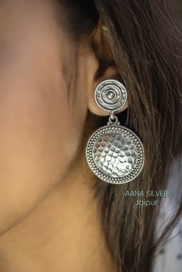 925_Pure_Sterling_Silver_|_Aabharan_Everyday_Round_Textured_Earrings_|_Well_Stamped_&_Hallmarked