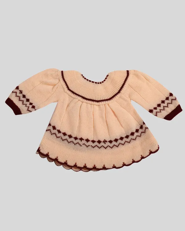 Cream_Woolen_Knitted_Frock_For_Baby