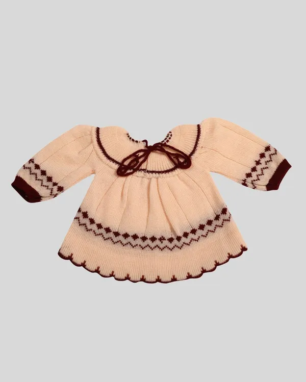 Cream_Woolen_Knitted_Frock_For_Baby