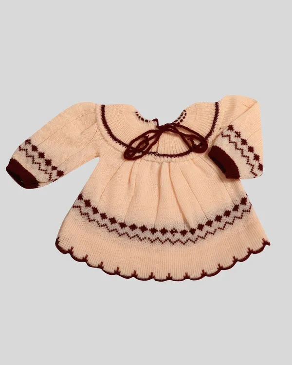 Cream_Woolen_Knitted_Frock_For_Baby