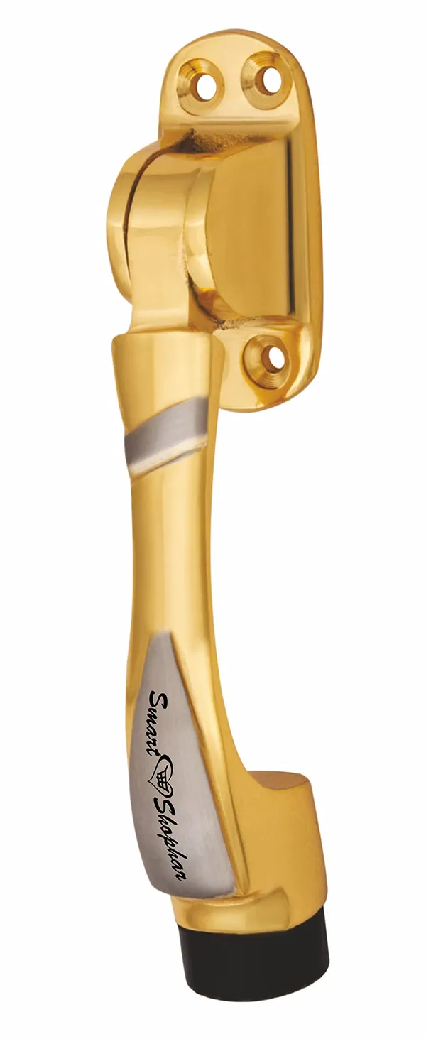 (_Pack_of_1_)_Brass_Boxy_Door_Stopper_5_Inches,_Gold_Silver,_Pack_of_1_with_Screws/Door_Mounted_Door_Stopper/Stop_with_Rubber_Tip_Bottom/Home,_Office,_Bathroom/Slip-Resistant