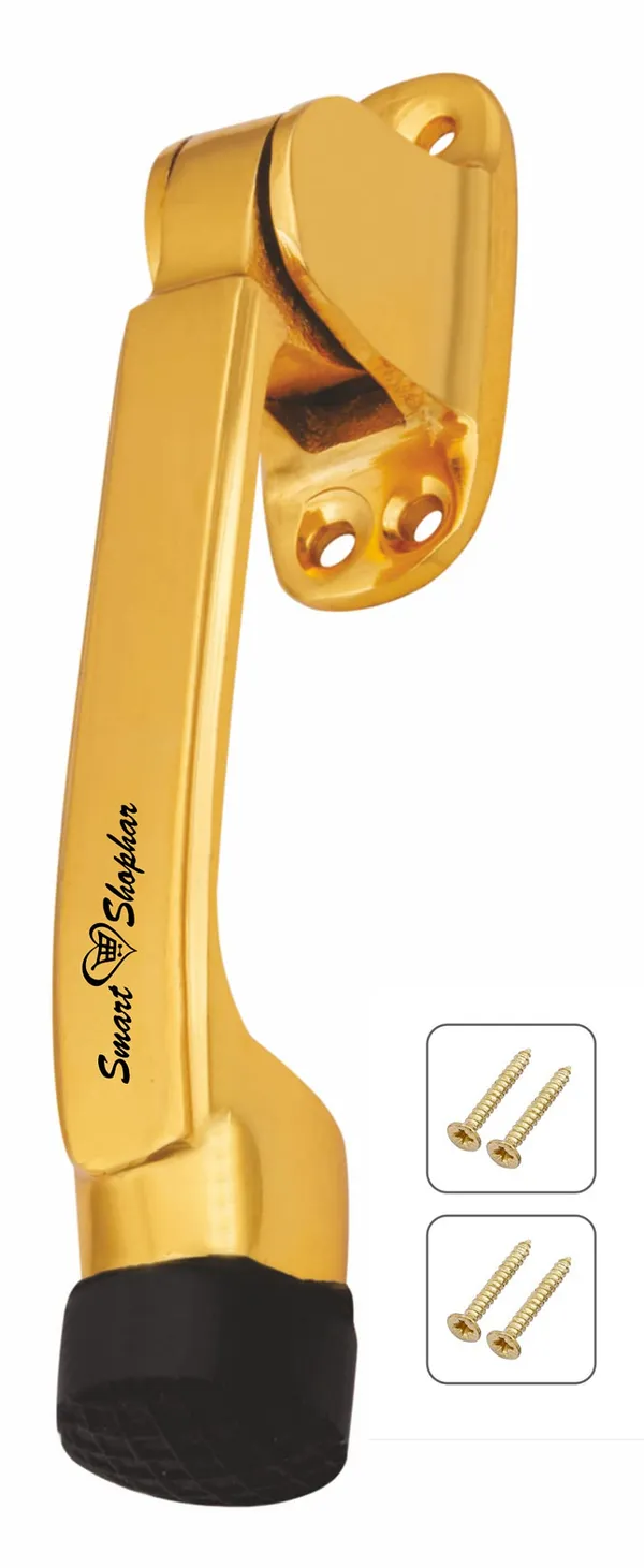 (_Pack_of_1_)_Brass_Meldal_Door_Stopper_5_Inches_Gold,_Pack_of_1_with_Screws/Designer_Foot_Door_Stopper_with_Rubber_Tip_Bottom/Home,_Office,_Bathroom/Slip-Resistant/All_Type_Doors