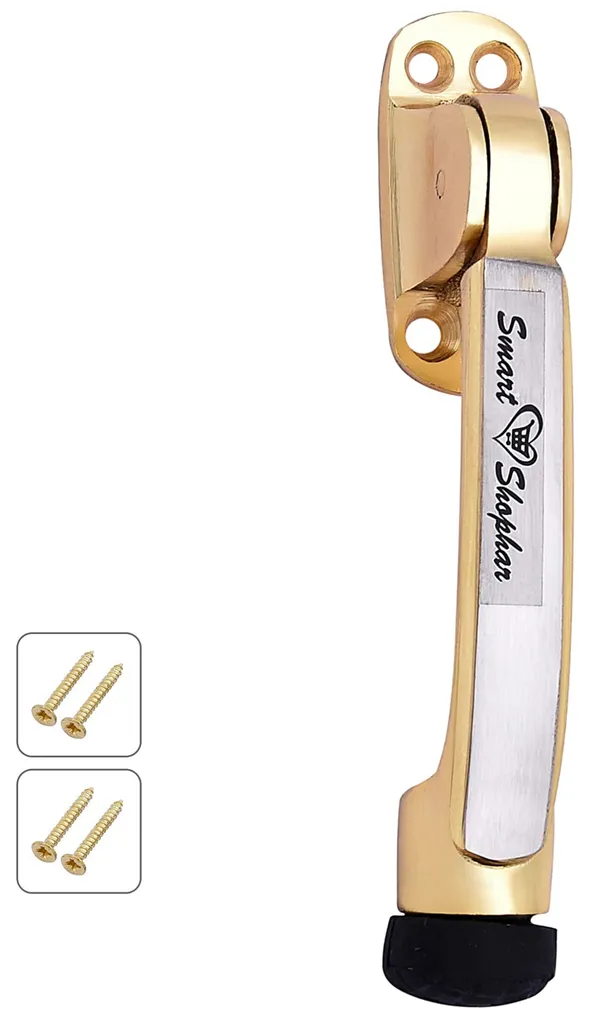 (_Pack_of_1_)_Brass_Meldal_Door_Stopper_5_Inches_Gold,_Silver,_Pack_of_1_with_Screws/Designer_Foot_Door_Stopper_with_Rubber_Tip_Bottom/Home,_Office,_Bathroom/Slip-Resistant/All_Type_Doors