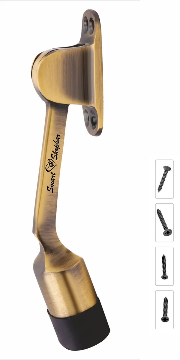 (__)_Brass_Vanilla_Door_Stopper_6_Inches_Antique_Pack_of_1_/_Kickdown_Door_Stop_with_Rubber_Tip_Bottom/Home,_Office,_Bathroom/Slip-Resistant_Tiles,_Carpet,_Wood_Laminated_Floors