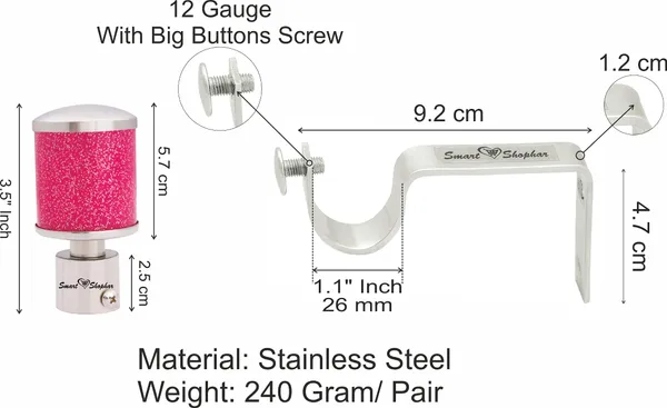 Curtain_bracket_Glitter_Star_Stainless_Steel_and_Aluminium_Alloys_Pink_Silver