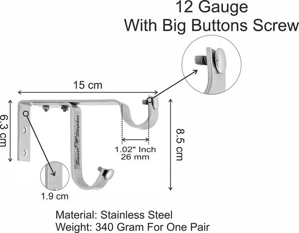 Double_Curtain_Support_Riva_Stainless_steel_Silver_Pack_of_12