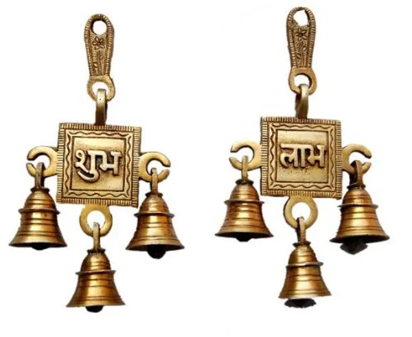 Wall_Hanging_Pair_Of_Shubh_Labh_3_Bell_Brass_Antique