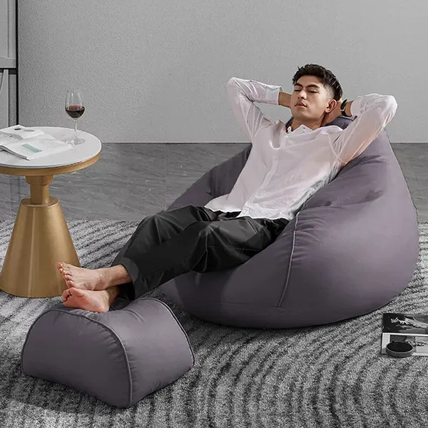 Grey_Tear_Drop_Bean_Bag_Cover_Without_Beans