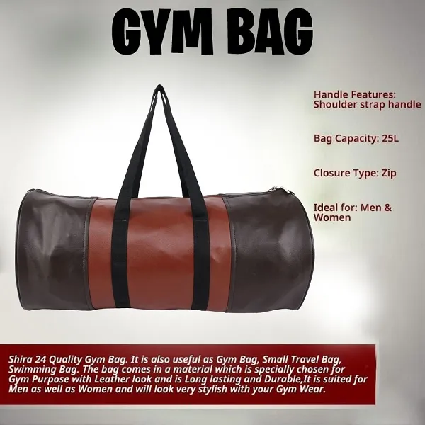 Brown_And_Tan_Synthetic_Leather_Gym_Bag_With_Shoulder_Strap
