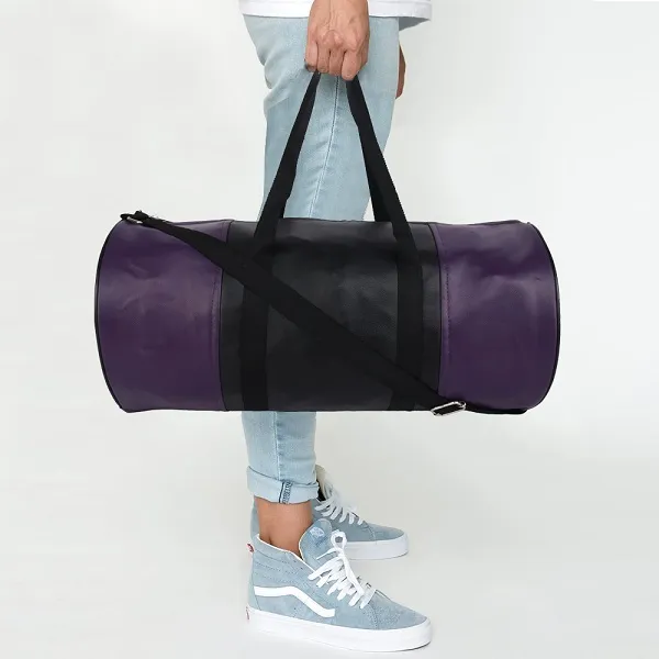Purple_And_Black_Synthetic_Leather_Gym_Bag_With_Shoulder_Strap