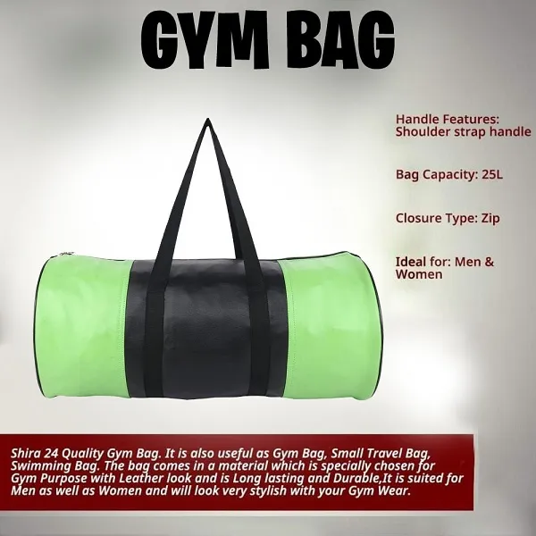Green_And_Black_Synthetic_Leather_Gym_Bag_With_Shoulder_Strap