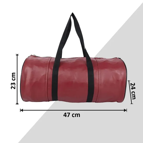 Maroon_Synthetic_Leather_Gym_Bag_With_Shoulder_Strap
