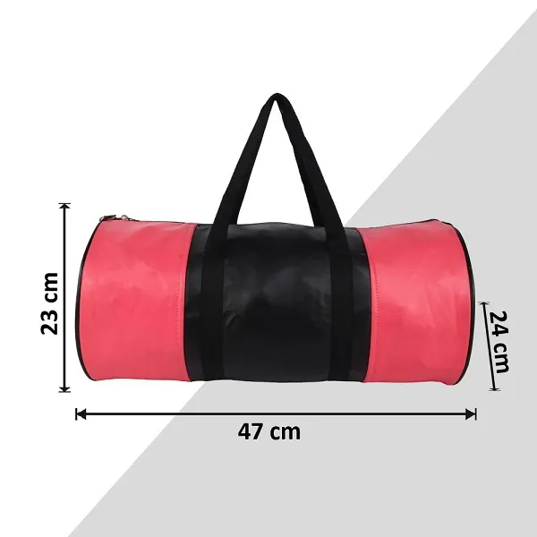 Pink_And_Black_Synthetic_Leather_Gym_Bag_With_Shoulder_Strap