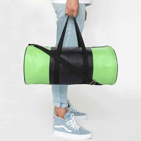 Green_And_Black_Synthetic_Leather_Gym_Bag_With_Shoulder_Strap