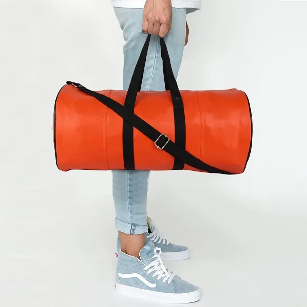 Orange_Synthetic_Leather_Gym_Bag_With_Shoulder_Strap