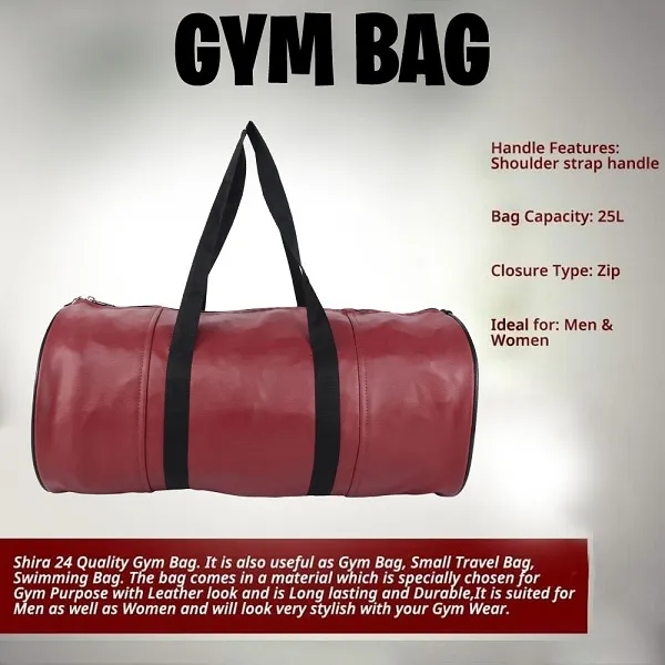 Maroon_Synthetic_Leather_Gym_Bag_With_Shoulder_Strap