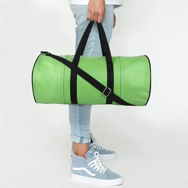 Green_Synthetic_Leather_Gym_Bag_With_Shoulder_Strap