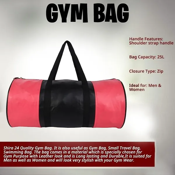 Pink_And_Black_Synthetic_Leather_Gym_Bag_With_Shoulder_Strap