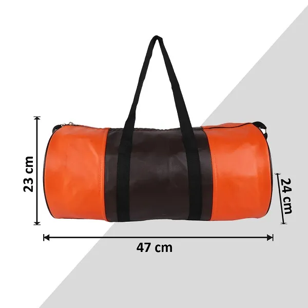 Orange_And_Brown_Synthetic_Leather_Gym_Bag_With_Shoulder_Strap