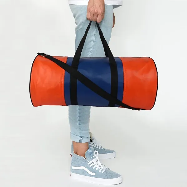 Orange_And_Blue_Synthetic_Leather_Gym_Bag_With_Shoulder_Strap
