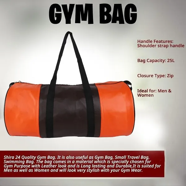 Orange_And_Brown_Synthetic_Leather_Gym_Bag_With_Shoulder_Strap