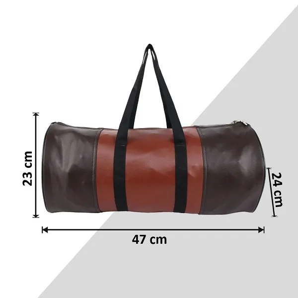 Brown_And_Tan_Synthetic_Leather_Gym_Bag_With_Shoulder_Strap