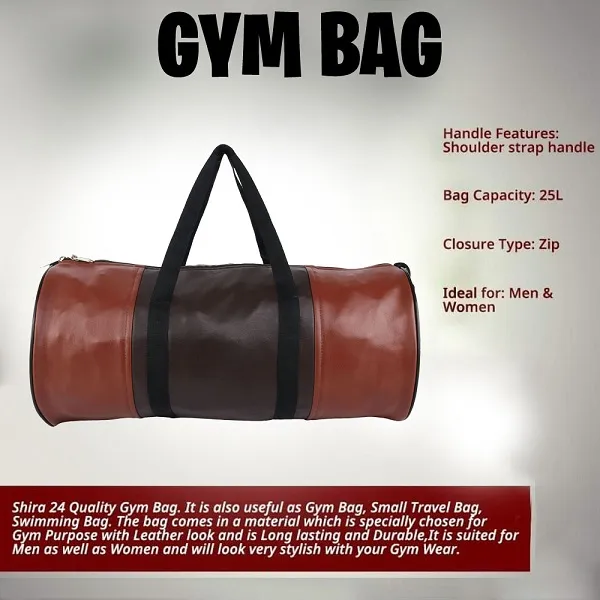 Tan_And_Brown_Synthetic_Leather_Gym_Bag_With_Shoulder_Strap