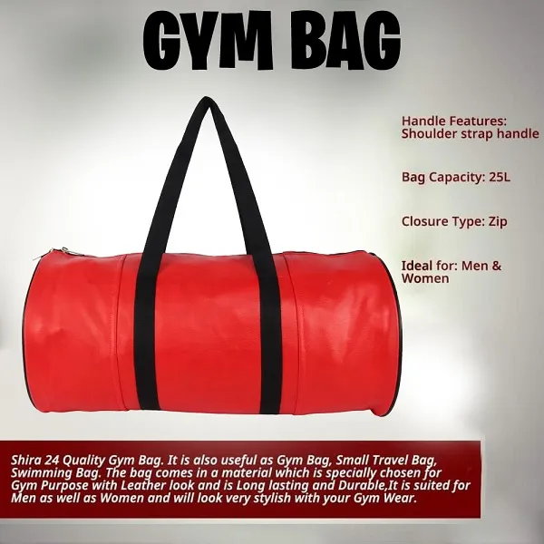 Red_Synthetic_Leather_Gym_Bag_With_Shoulder_Strap