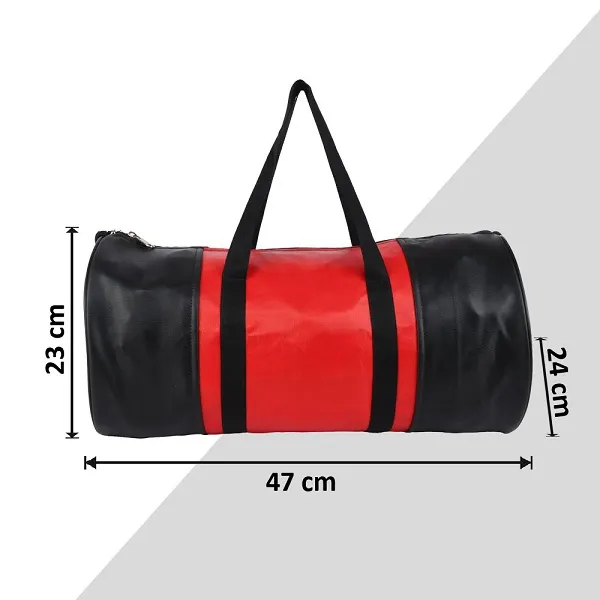 Black_And_Red_Synthetic_Leather_Gym_Bag_With_Shoulder_Strap