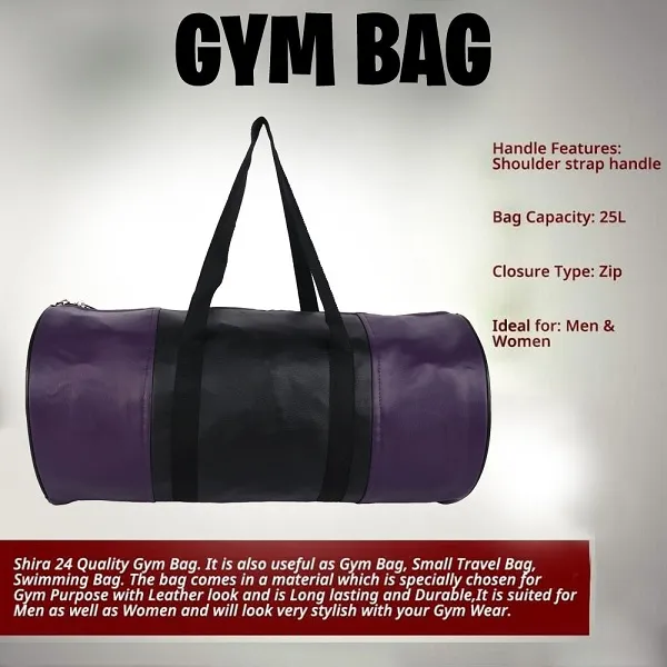 Purple_And_Black_Synthetic_Leather_Gym_Bag_With_Shoulder_Strap